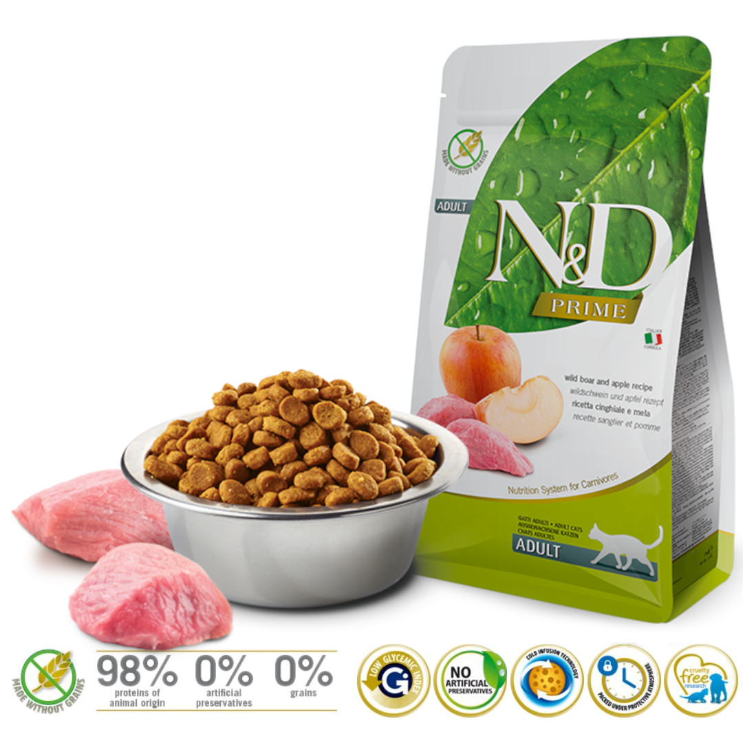 FARMINA N&D PRIME CAT WILD BOAR & APPLE ADULT - Trockenfutter für Katzen - 5kg - foto 1