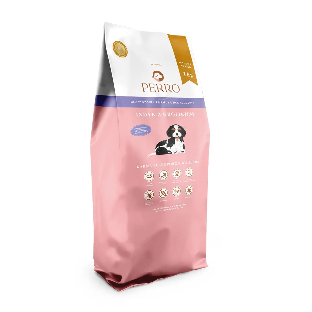 PERRO Junior Turkey with rabbit Medium and large breeds - trockenfutter für Hunde - 1kg - foto 1