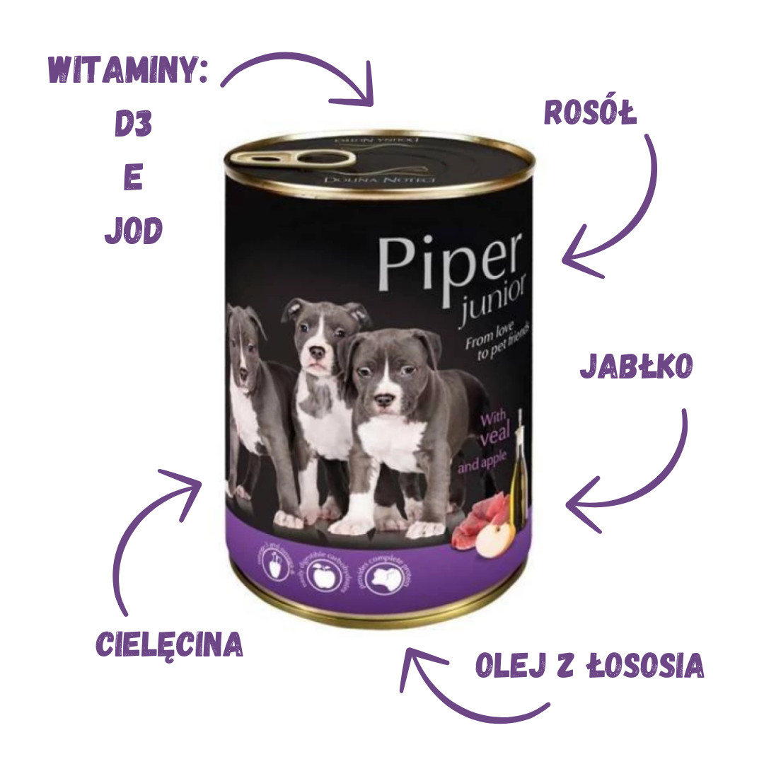 DOLINA NOTECI Piper Junior with veal and apple - Nassfutter für Hunde - 400g - foto 2