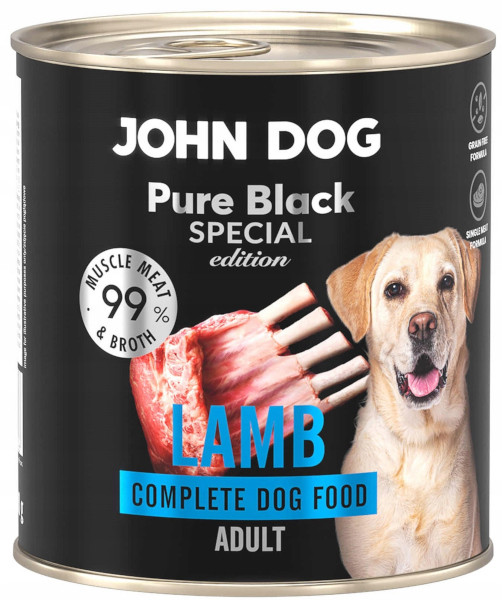 JOHN DOG Pure Black Special Edition Lamb - Nassfutter für Hunde - 800g - foto 1
